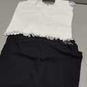 Sunzel Tank Top for Women, V Neck Seamless Ribbed Crop Camisole with Ruffles (Large, Black & White)