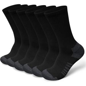 Cotton Crew Socks for Work Hiking, Thermal Warm Winter Boot Sock Cushioned Moisture Athletic Sports Running (6 Pairs)