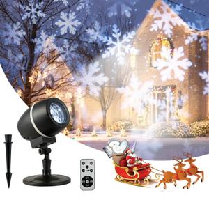 Christmas Rotating Snowfall Projection Lights with Remote Control for Party