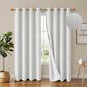 2 Panels 100% Blackout Linen-Textured Curtains, Thick Thermal Insulated Grommet Drapes with Subtle Herringbone Weave, Luxury Decor for Bedroom/Living Room, 54 x 84 Inches, PurWhite