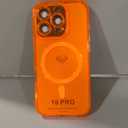 LoeoeL for iPhone 16 Pro Case Clear Mag Safe, Magnetic Transparent TPU Silicone Compatible with Magsafe Phone Case for Women, Slim Thin Glossy Non-Yellowing Bright Hard Plastic, Neon Orange