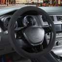 Black Suede D Shaped Steering Wheel Cover, Breathable Non-Slip Sweat-Proof Wear-Resistant No Pilling, Warm in Winter and Cool in Summer, Universal 15 inch