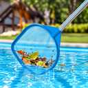 Pool Skimmer Net - Handheld Hot Tub Skimmer for Spa, Stock Tank Pool, Small Pool & Aquarium Cleaning (2 ft, Blue)