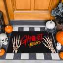 Halloween Door Mat, Halloween Doormat Outdoor Front Door Entrance Absorbent Entry Mat with Non Slip Backing, 17''x30'', Skeleton Black