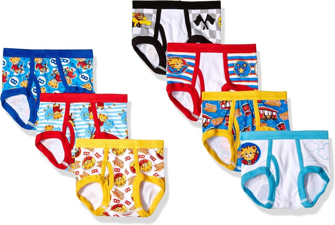 Daniel Tiger Boys' Toddler 7-Pack 100% Combed Cotton Brief Underwear Sizes 2/3t and 4t