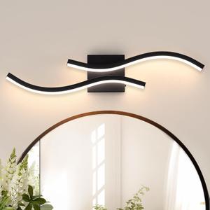 Bathroom Vanity Light Fixture, 26W 5CCT Dimmable Modern Led Bathroom Light Fixtures Over Mirror, Black LED Vanity Lighting Bar for Bathrooms (Black, 24inch)