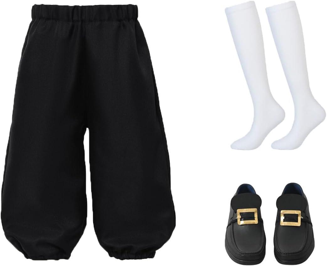 Boys Colonial Costume Set Knicker Pants Shoe Buckles White Socks Accessories for Colonial Style Boys Knicker Pants (16, Black)