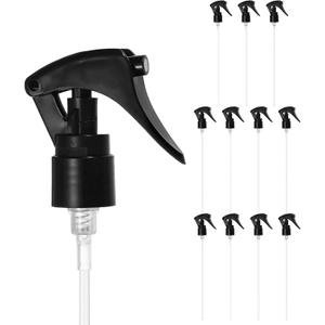 M METERXITY 12-Pack Spray Bottle Nozzle Replacement, Plastic Mini Trigger Spray Nozzle Head with Tube for 20-410 Neck Size/Garden/Home, Fine Mist Stream Sprayer [Black, Head Only]