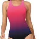Beautikini Period Swimwear Women's One Piece Leak Proof Menstrual Bathing Suit Racerback Training Swimsuit for Teens Girls (Pink, XXS)