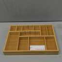 Juvale Bamboo Drawer Organizer Tray with 8 Adjustable Dividers - Kitchen & Utensil Drawer Organizer - Wooden Adjustable Drawer (14 x 10 x 2 In)