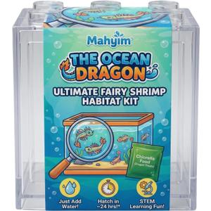 The Ocean Dragon Fairy Shrimp Kit for Kids Complete Aquarium Set with LED Tank, Eggs, Chlorella Food, Air Pump