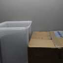 Amazon Basics Airtight Pet Food Storage Container with Scoop, BPA Free, Removable Wheels, 69 QT, Gray