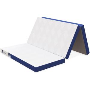 Avenco Trifold Mattress, 4 Inch Folding Mattress Queen Size, Memory Foam Foldable with Removable Cover & Detachable for Floor Bed, Camping, Guest (Blue)