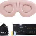 MZOO Sleep Eye Mask for Side Sleeper Men Women, Zero Eye Pressure 3D Sleeping Mask, Light Blocking Patented Design Night Blindfold, Soft Eye Shade Cover for Travel, Pink (E-pink)