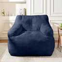Cvortll Blue Bean Bag Chairs Ultra-Soft Faux Fur Large Bean Bag Chair Couch - Plush Memory Foam BeanBag Chair with Filling, Bedroom Comfy Chair for Adults, Teens, Kids (Blue)