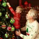 Christmas Decorations Ornaments for Tree - 16Pcs 2.4Inch Red and Green Glittering Hanging Ball Ornaments for Home Indoor Holiday Party Decor