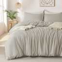 MILDLY Super Soft Duvet Cover - 100% Washed Microfiber Linen Grey Comforter Cover Set 3 Pieces with Zipper Closure & Corner Ties (No Comforter) (Queen(90"x90"))