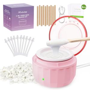 Nose Hair Wax Kit, Mini Waxing Kit for Women Men with 100g Beads, 10 Applicators, 10 Nose Hair Sticks, Portable Wax Warmer Machine for Hair Removal, Ear Eyebrow Waxing Kit for Home Travel Use - Pink