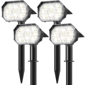 Brightown 4Pack Solar Spot Lights Outdoor with 58 LED & 1800mAh, IP67 Solar Lights Outdoor Waterproof with 3 Light Modes, 2-in-1 Dual Use Outdoor Solar Lights for Yard, Garden and Pathway (Cool White)