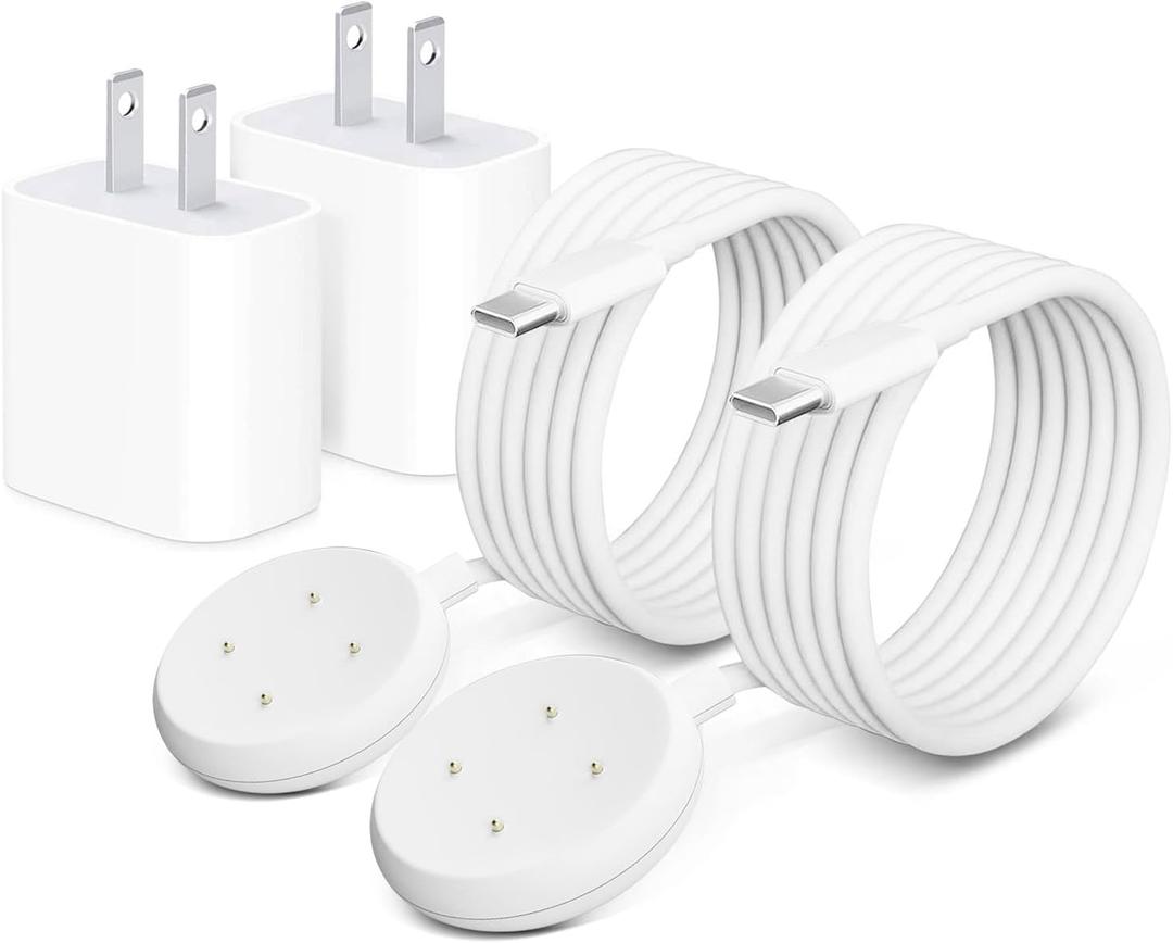 2 Pack Wall Fast Charger for Google Pixel Watch 3, Google Pixel 2 Smart Watch Charger Replacement Charging Cord Adapter Magnetic Google Pixel Smartwatch USB-C Fast Charging Cable Accessories White