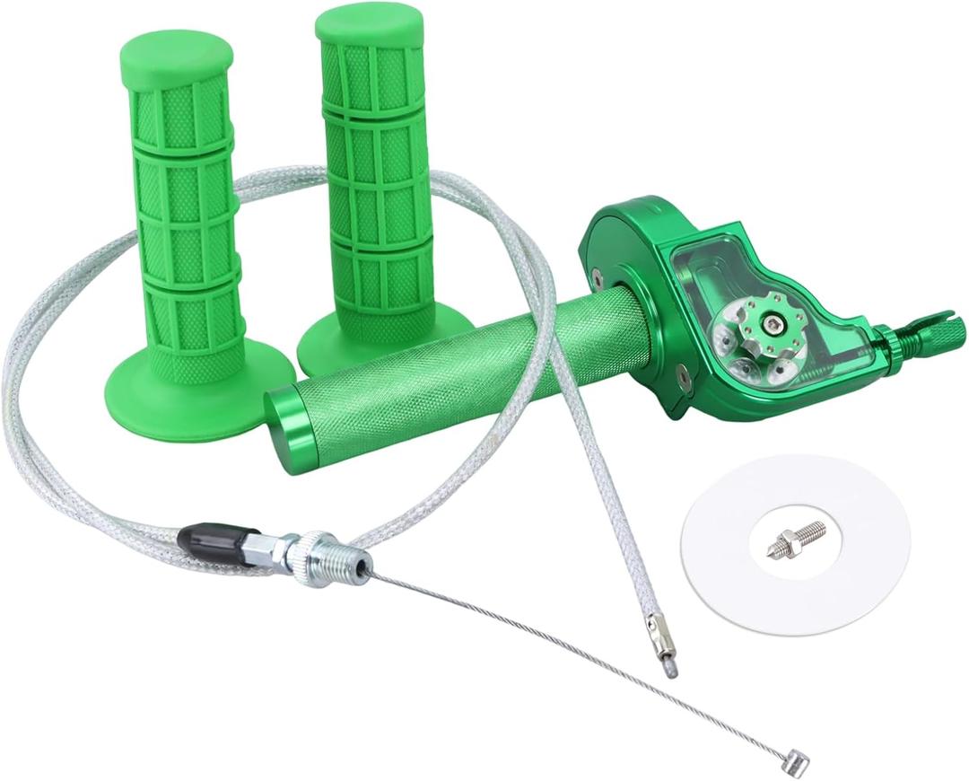 Mini Bike Throttle Kit with Cable Throttle Assembly CNC Quick Action Twist Throttle Compatible with 7/8" Handlebars 50cc-250cc Dirt Pit Bike Mini Bike ATV Motorcycle (Green)