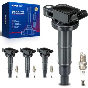 OEM Performance Set of 4 UF333 Ignition Coils & Double Iridium Spark Plug Compatible with Toyota Camry RAV4 Highlander Solara Corolla Matrix Scion tC xB Pontiac Vibe Lexus HS250h