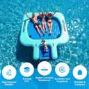 Water Hammock Inflatable Floating Dock with Ramp, Heavy Duty Lake Raft Floating Island Platform, Large Tanning Pool Lounger with Cup Holders for Party