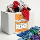 Huck & Terry Multicolored T-Shirt Rags (12 lb Box), Cotton Blend Cleaning Cloths, Lint-Free & Absorbent for Auto, Paint, Stain, Kitchen & Shop, Washable, 18 x 18 in (12 LBS)
