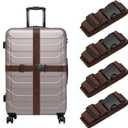 uxcell 4 Pcs Luggage Straps for Suitcases, Adjustable Luggage Connector Strap Buckle Travel Suitcase Bag Strap Belt Luggage Accessories for Travel Suitcase Bag Connect, Dark Brown
