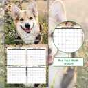 4 x 2026 Wall Calendar - Calendar 2026: January 2026 - December 2026, 12" x 24" (Opened), Full Page Monthly View, Thick & Sturdy Paper for Gift, Perfect Calendar Organizing & Planning - Dogs Theme (Green)
