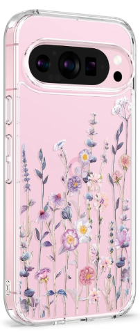 Case for Pixel 9 Case Clear with Design Soft TPU Shock Absorption Slim Embossed Pattern Protective Back Cover (Flower Bouquet)