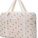 ELONGRIVER Travel Duffel Bag Foldable Weekender Overnight Bag for Men Women Lightweight Carry on Tote Bag For Spirit Airlines Black Corduroy Check