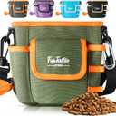 Dog Treat Pouch with Quick-Release Magnetic Closure, 3-Way Wear Treat Bags, 900D Waterproof Fabric, 4 Storage Spaces, Treat Pouch for Pet Training Walking (Green)