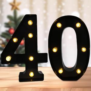 Led Light Up Numbers, 40th Birthday Decorations, Marquee Numbers Lights, Battery Powered Light Up Sign for 40 Decor Party (Black)