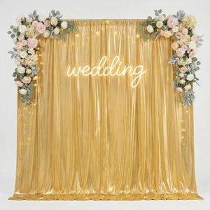10x10ft Gold Sequin Backdrop Curtain Panels,Non-Shedding Pure Gold DrapesGlitter Shimmer Drapes for Wedding Birthday Party Photography Decorations 2Panels(5x10ft Each)