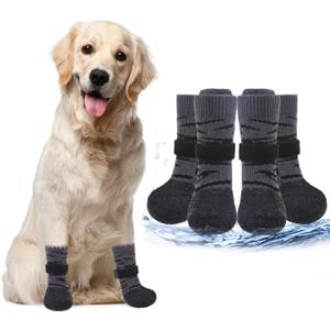 PUPTECK Anti Slip Dogs Shoes for Hot/Cold Pavement, Senior Booties, Rubber Boots & Paw Protectors for Small Medium Large Size Dogs to Prevent Licking, Grippy Socks for Hardwood Floors, Tiger L