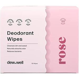 Dew Well - Deodorant Wipes - A Fresh Start When You’re On the Go - Aluminum, Paraben, and Sulfate Free - Rose Scent - 50 Individually Wrapped Wipes