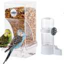 Set of 3 Automatic Bird Feeders and Waterers for Cage, No Mess Seed and Parrot Water Dispenser, Perch for Cages