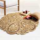 GRUHUM Handwoven 3ft Jute Area Rug Natural Fiber Round Handmade Boho Charm Farmhouse Rustic Vintage Soft Braided Rugs for Indoor EcoFriendly Kitchen Bedroom Living Room Hallways Enterways (3ft Circle)