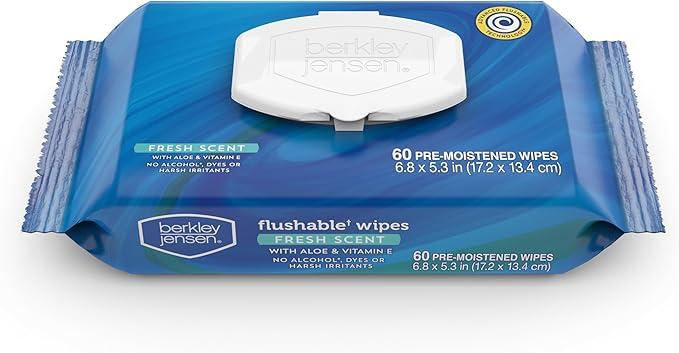 Berkley Jensen Flushable Wipes, Fresh, 60 ct