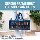 CleverMade Eco Collapsible Shopping Basket with Handles, 24L Ocean, 3 Pack