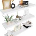 Colima Floating Shelves for Wall White Wood Shelf for Bedroom, 36 Inch Wall Mounted Floating Shelves for Bathroom Living Room Kitchen Office, 1.3" Thick Floating Book Shelves for Wall, Set of 3