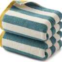REDKISS 2-Pack Striped Hand Towels for Bathroom - 12 x 28 Inches 100% Cotton Hand Towels, Ultra Soft and Highly Absorbent Towel for Bath, Gym, Hotel, Kitchen and Spa, Kitchen, Green
