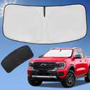 Sun Shade Sunshade for Ford Ranger Windshield Cover, 4-Layer Front Window Shade Custom fit 2019-2025 Ranger XL, XLT, Lariat Sun Visor 240T Retractable Shade Blocks UV Rays Cooler Car Accessories