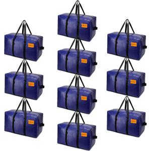 KRYSTY 10-Pack Heavy Duty Moving Bags and Large Storage Bags with Strong Handles, Durable Zippers,and Space-Saving Design,Extra Large Storage Totes for Space Saving and Moving Supplies