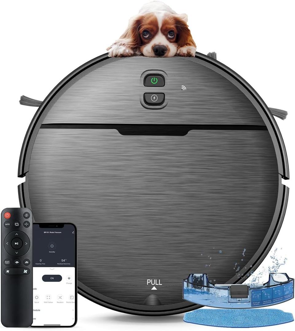 Robot Vacuum Cleaner, iMartine 1600Pa Strong Suction Robotic Vacuum Cleaner, Super-Thin Quiet, Up to 120mins Runtime/Automatic Self-Charging Robot Vacuum for Pet Hair Hard Floor to Medium-Pile Carpet