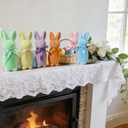 Orgrimmar 6Pcs Easter Flocked Bunny Figurines - 8.8" Bow-Tie Rabbits, Soft Tabletop Ornaments for Home Office Spring Decor & Easter Party Supplies