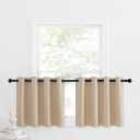 NICETOWN Farmhouse Style Tiers Curtains for Kitchen Window, Room Darkening Thermal Insulated Window Treatment Drapes for Loft/Basement (Biscotti Beige, 2 Panels, 52W by 24L with 1.2 inches Header)