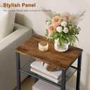 Hoctieon 2-Set 3 Tier End Table, Telephone Table Set of 2, Tall Side Table with Storage Set of 2, Small Nightstand for Small Spaces, Metal Frame, for Living Room, Bedroom, Sofa Couch, Rustic Brown
