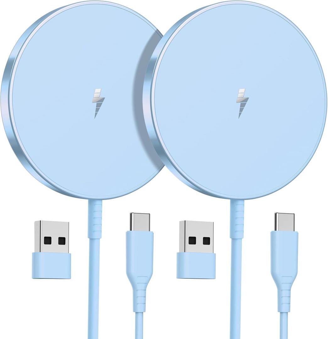 OANDYS Magnetic Wireless Charger 15W Fast Mag Safe Charger for 16/15/14/13/12 Series 2 Pack 5ft Cable Wireless Charging Pad for AirPods 3/2/Pro 2/Pro Mag-Safe Original Replacement